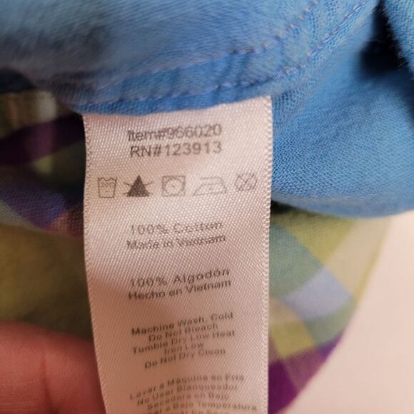 JACHS GF green plaid flannel split neck button up shirt XL - Picture 6 of 8